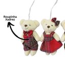 Ver imagem 5 de Conjunto 4 Ursinhos Natal Pendente 15cm Pelúcia Creme Prime Roupa Xadrez