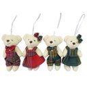 Ver imagem 7 de Conjunto 4 Ursinhos Natal Pendente 15cm Pelúcia Creme Prime Roupa Xadrez
