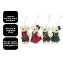 Ver imagem 4 de Conjunto 4 Ursinhos Natal Pendente 15cm Pelúcia Creme Prime Roupa Xadrez