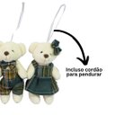 Ver imagem 6 de Conjunto 4 Ursinhos Natal Pendente 15cm Pelúcia Creme Prime Roupa Xadrez