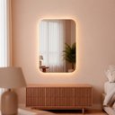 Ver imagem 1 de Espelho Orgânico de Parede Led Frio Retangular 55x75cm para Sala Quarto Banheiro