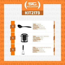 Jogo de Panela Pressão Elétrica Multiuso Inox 6l 220v com Amassador Inox e Concha Tramontina - 2