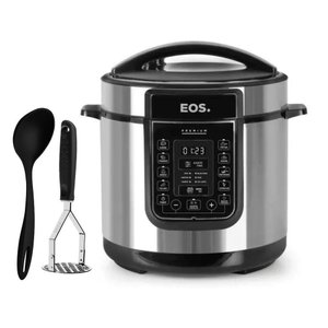 Jogo de Panela Pressão Elétrica Multiuso Inox 6l 220v com Amassador Inox e Concha Tramontina