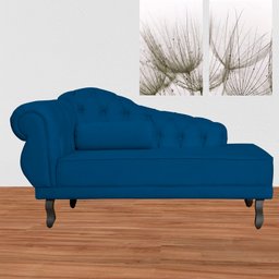 Recamier Divã Capitonê Larissa Lado Direito Suede Azul Marinho - 5