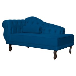 Recamier Divã Capitonê Larissa Lado Direito Suede Azul Marinho