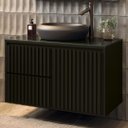 Ver imagem 1 de Gabinete Para Banheiro Ripado 80cm Black C/ Cuba Preta