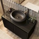 Ver imagem 2 de Gabinete Para Banheiro Ripado 80cm Black C/ Cuba Preta