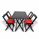 Ver imagem 3 de Conjunto Dobrável 120x70com 4 Cadeiras Estofadas Vermelho