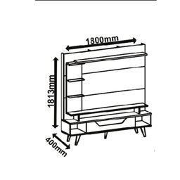 Rack Londres com Gavetão 3 Nichos e 2 Prateleiras de Vidro - - 5