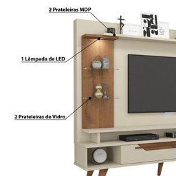 Rack Londres com Gavetão 3 Nichos e 2 Prateleiras de Vidro - - 3