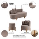 Ver imagem 4 de Kit Decorativo Sofá Curvo Orgânico + 01 Puff e Poltrona Luna Boucle Cappuccino - Montanaris Decor