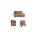 Ver imagem 2 de Kit Decorativo Sofá Curvo Orgânico + 01 Puff e Poltrona Luna Boucle Cappuccino - Montanaris Decor