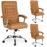 Kit Cadeira de Escritório Presidente Molas Ensacadas + 2 Cadeiras Base Fixa Presidente - Caramelo - 1