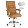 Kit Cadeira de Escritório Presidente Molas Ensacadas + 2 Cadeiras Base Fixa Presidente - Caramelo - 5