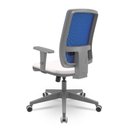 Ver imagem 2 de Cadeira Brizza Diretor Grafite Tela Azul Assento Vinil Branco Base Relaxplax Piramidal - 66342