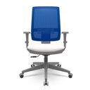 Ver imagem 1 de Cadeira Brizza Diretor Grafite Tela Azul Assento Vinil Branco Base Relaxplax Piramidal - 66342