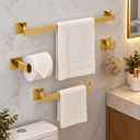 Ver imagem 3 de Kit Acessórios para Banheiro 4 Peças Aço Inox 304 Premium Fino Inox Dourado Brilhante