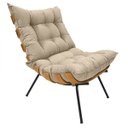 Ver imagem 2 de Poltrona Costela com Puff em Linho ou Veludo - Élpis Móveis - Linho Papiro