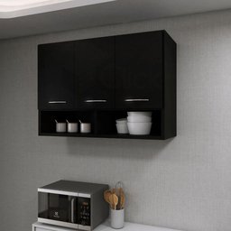 Gabinete Preto 3 Portas Para Kitnet Madeira Mdp - 3 Gabinete Preto 3 Portas Para Kitnet Madeira Mdp - 3