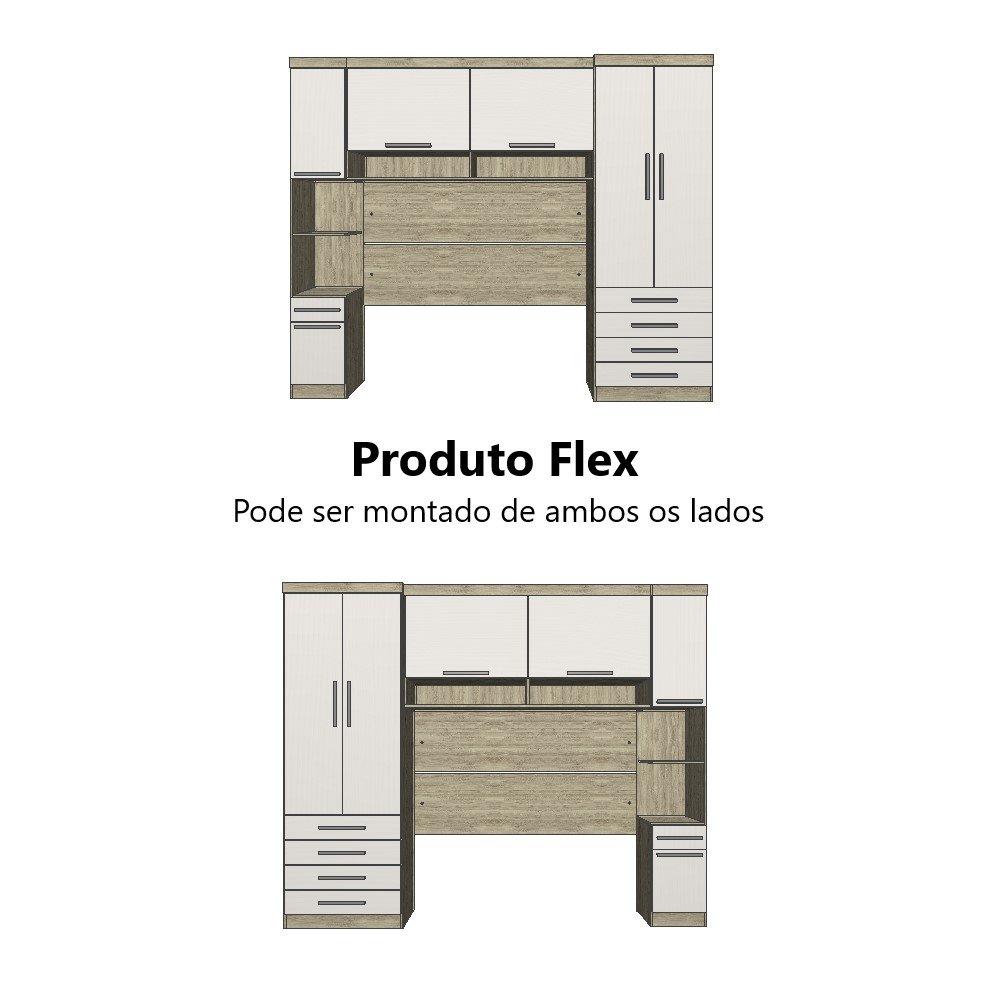 Guarda Roupa Dormitório Modulado Master Casal Queen 1,58 m - Avelã Rústico e Areia - Luciane M12 - 5