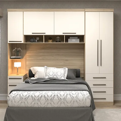 Guarda Roupa Dormitório Modulado Master Casal Queen 1,58 m - Avelã Rústico e Areia - Luciane M12