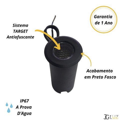 Balizador Solo Embutir Led 1,5w 2700k Antiofuscante Inox/pto - Preto - Preto - 2