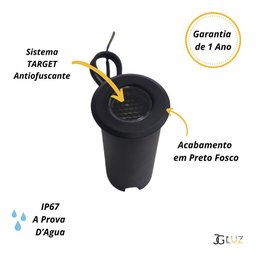 Balizador Solo Embutir Led 1,5w 2700k Antiofuscante Inox/pto - Preto - Preto - 2
