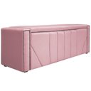 Ver imagem 5 de Kit Cabeceira E Calçadeira Baú Casal 140cm Suede Rosa Bebê
