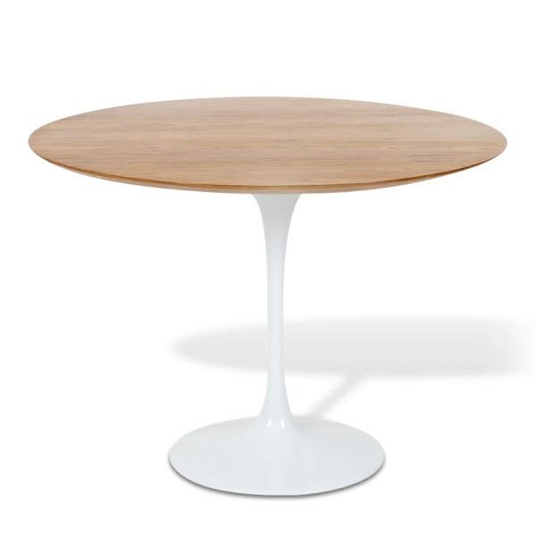 Mesa de Jantar Tulipa Saarinen Redonda 80cm - Freijó Base Branca