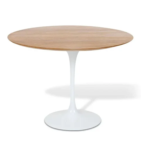 Mesa de Jantar Saarinen Redonda 90cm Tampo Freijó Base Branca