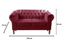 Ver imagem 3 de Sofá Dom Pedro 2 Lugares Cor:Suede Bordô 110