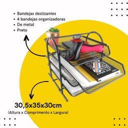 Bandeja Organizadora Quatro Prateleiras de Papel Documentos para Mesa de Escritório - 5