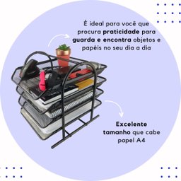 Bandeja Organizadora Quatro Prateleiras de Papel Documentos para Mesa de Escritório - 4