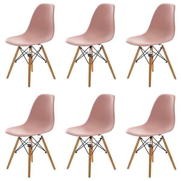 Kit 6 Cadeiras Charles Eames Eiffel Dsw - Rosa - Kza Bela