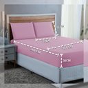 Ver imagem 3 de Jogo Lençol Queen Algodão 300 Fios 3 Peças Cama Box e Padrão:rosa Bebe