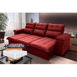 Sofá Retrátil Reclinável Verona 2,30m Suede Velut Molas Ensacadas - King House - 2
