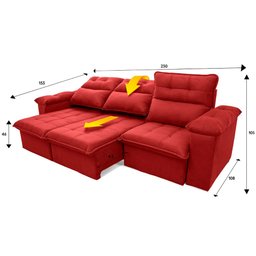 Sofá Retrátil Reclinável Verona 2,30m Suede Velut Molas Ensacadas - King House - 4