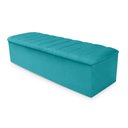 Ver imagem 3 de Kit Cabeceira + Calçadeira Baú Cancun Casal 140cm Suede - Ecotec Decor:Azul Turquesa