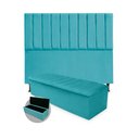 Ver imagem 1 de Kit Cabeceira + Calçadeira Baú Cancun Casal 140cm Suede - Ecotec Decor:Azul Turquesa