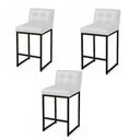 Ver imagem 2 de Banqueta Cozinha Alta com Encosto Industrial Kit 3 Preto Lirina Pu C05 - D’Rossi