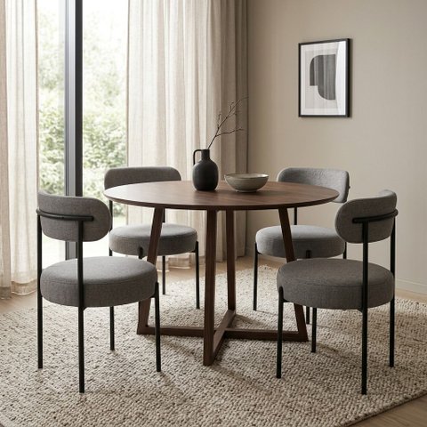 Cadeira Sala de Jantar Margara Kit 4 Base em Aço Preto Linho D03 - D'Rossi
