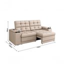 Ver imagem 4 de Sofá Confort Premium 1,70m Assento Retrátil-reclinável Porta Copos e Usb Suede Areia - Xflex