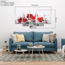 Ver imagem 3 de Quadros decorativos para sala grande quarto mosaico 5 peças Flor Vermelha flores vermelha natureza