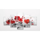 Ver imagem 1 de Quadros decorativos para sala grande quarto mosaico 5 peças Flor Vermelha flores vermelha natureza