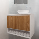 Ver imagem 4 de Gabinete para Banheiro 60cm com Cuba Nicho de Madeira Suspenso Casa - Brovália