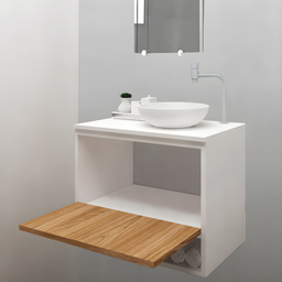 Gabinete para Banheiro 60cm com Cuba Nicho de Madeira Suspenso Casa - Brovália - 3
