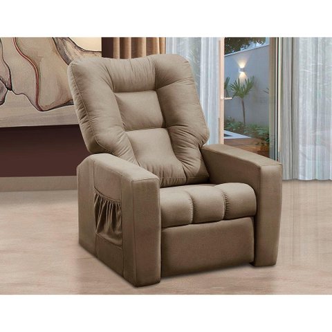 Poltrona Do Papai Reclinável Irlanda Suede Capuccino Madelina Decor