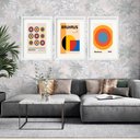 Ver imagem 1 de Kit 3 Quadros Grandes Bauhaus Ausstellung 1923 Collection 60x48cm:moldura Branca