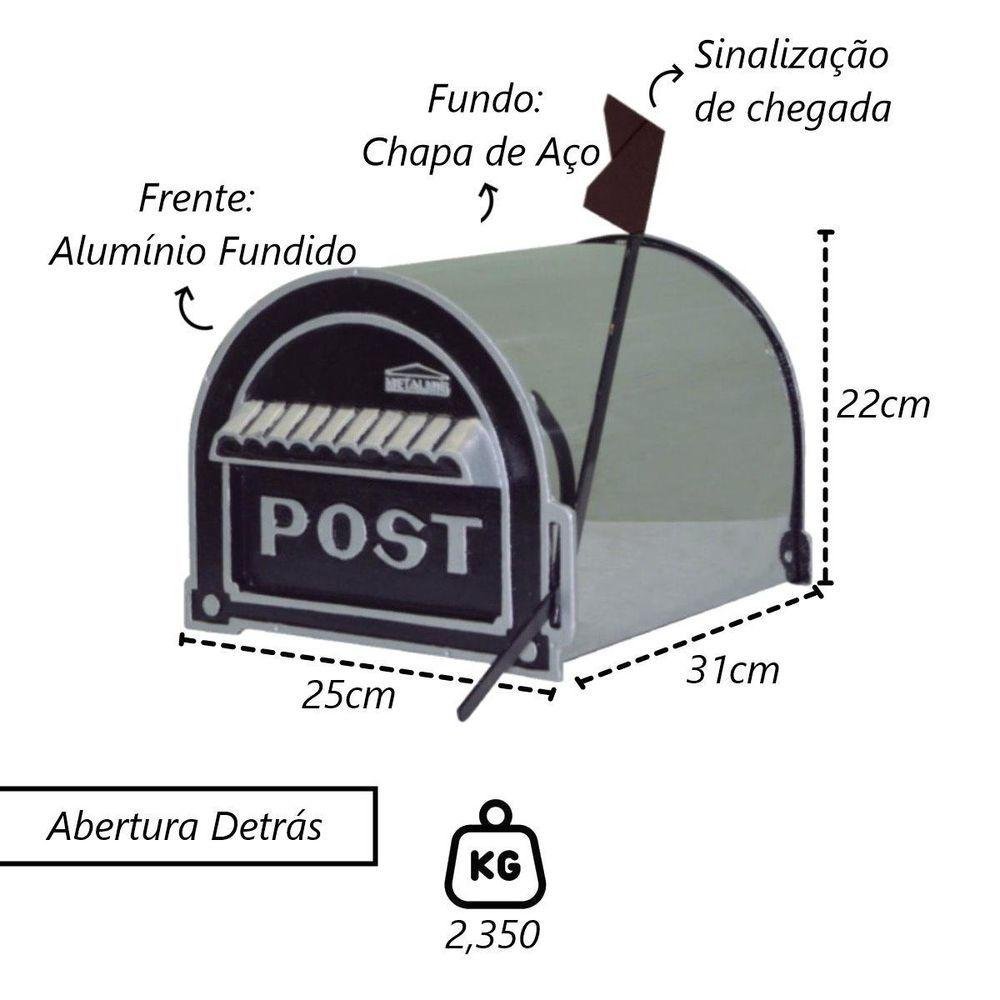 Caixa de Correio para Cartas Americana Inox com Pé 100cm - 3