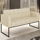 Ver imagem 2 de Sofá Namoradeira Base Industrial Preto Ana Veludo Luxo Off White - Ibiza